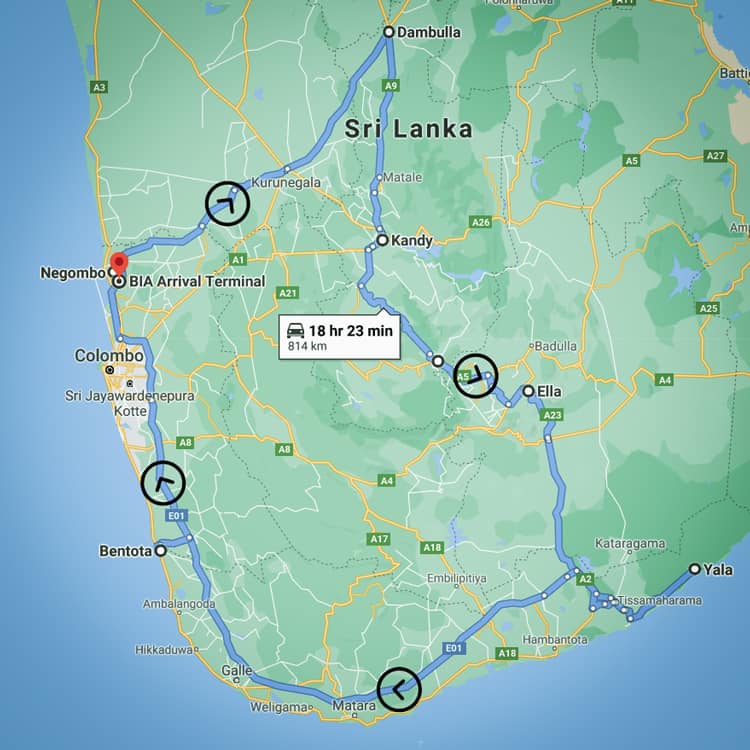 Sri Lanka tour route 3