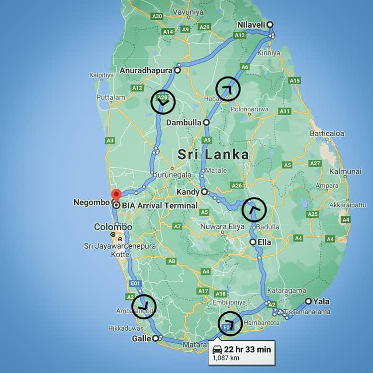 Sri Lanka tour route 5
